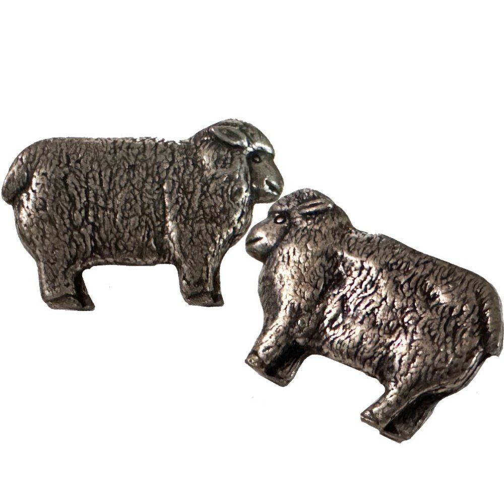 Vintage 1990 Pewter Sheep Post Earrings
